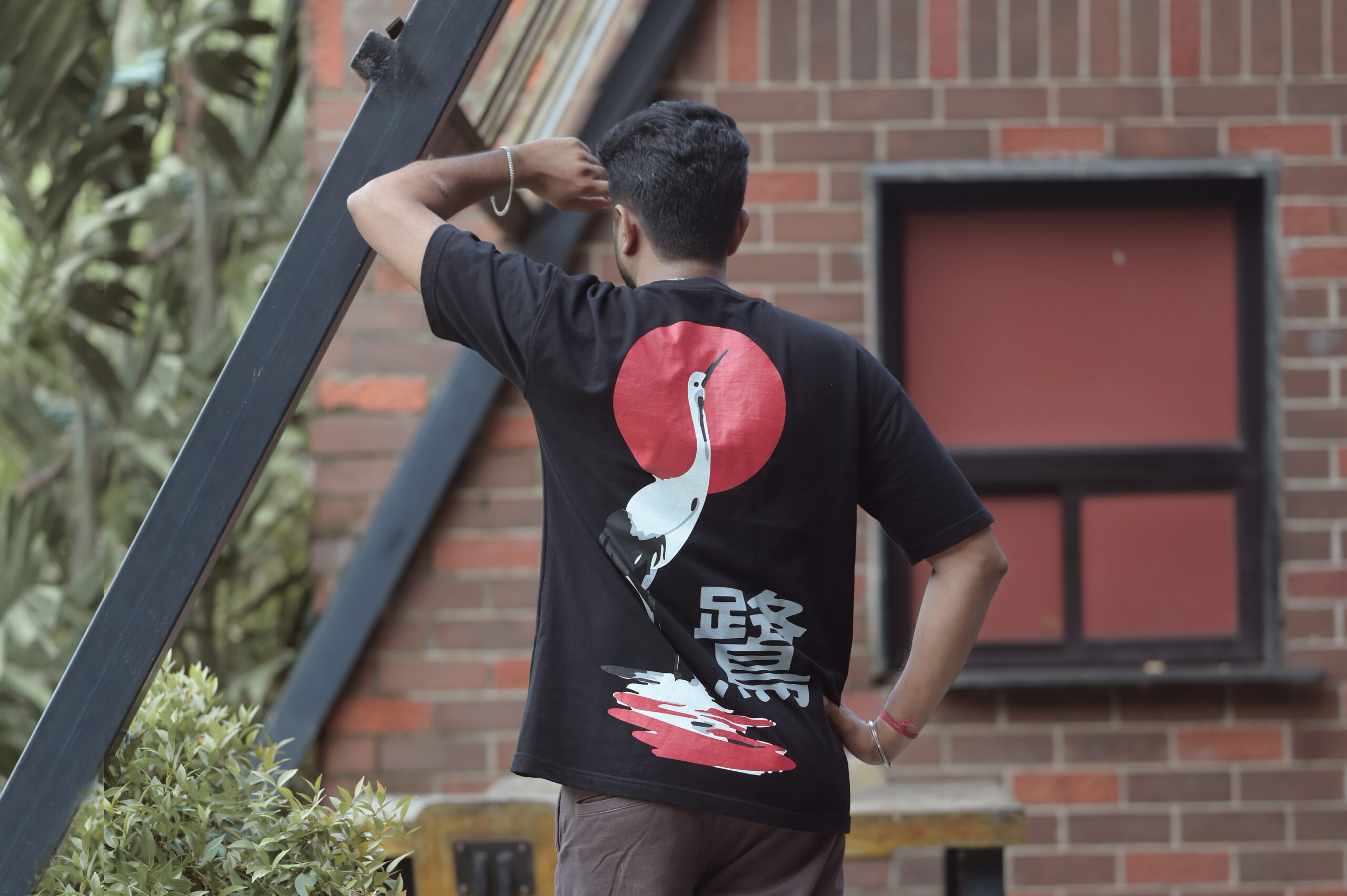 Swan illustration art black T-shirt. - Image 3