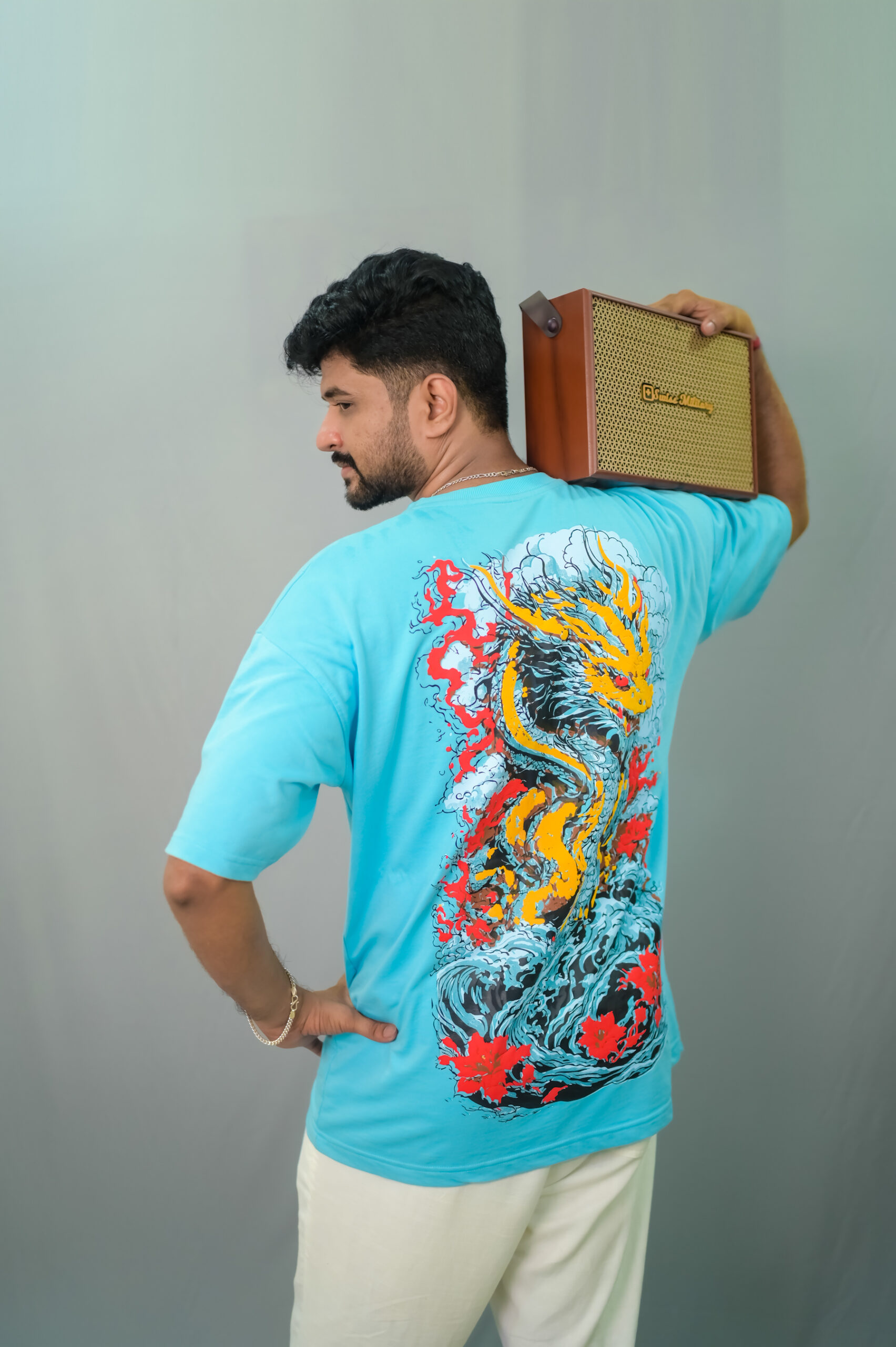 The Dragon puff print ocean blue T-shirt. - Image 4