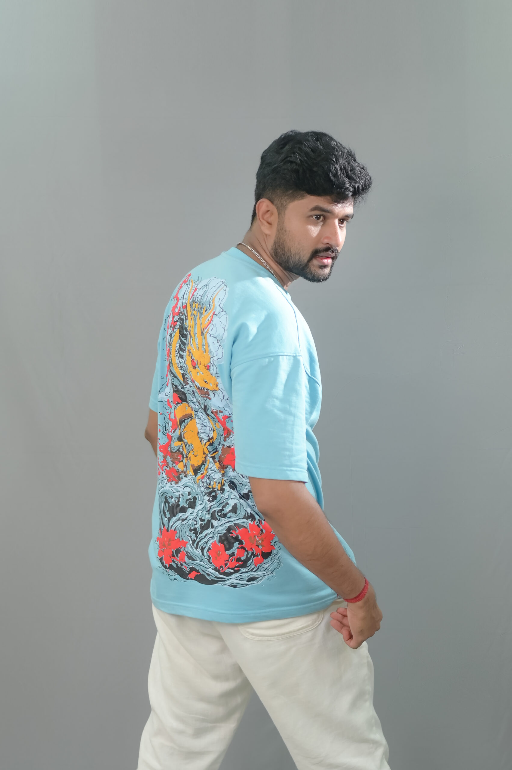 The Dragon puff print ocean blue T-shirt. - Image 3